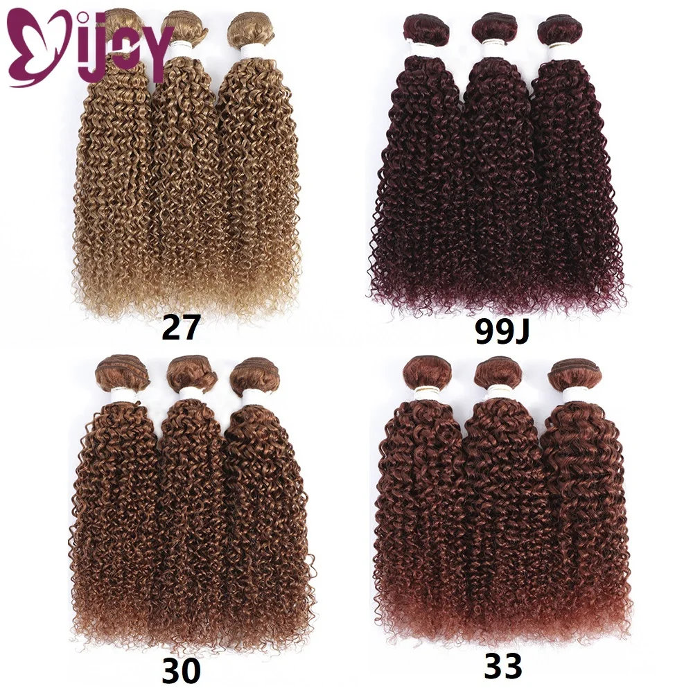 Kinky encaracolado feixes de cabelo humano 8-26 Polegada loira marrom vermelho brasileiro feixes tecer cabelo humano remy extensões ijoy