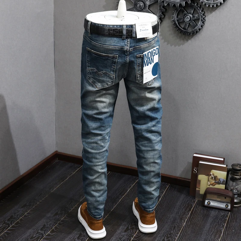 Newly Fashion Designer Men Jeans High Quality Stretch Slim Fit Ripped Jeans Men Retro Trousers Vintage Casual Denim Pants Hombre