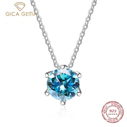 Gica Gema-collar con colgante de moissanita auténtica para mujer, de lujo, de 1 quilate, Plata de Ley 100% 925, joyería clásica de boda para mujer 2023