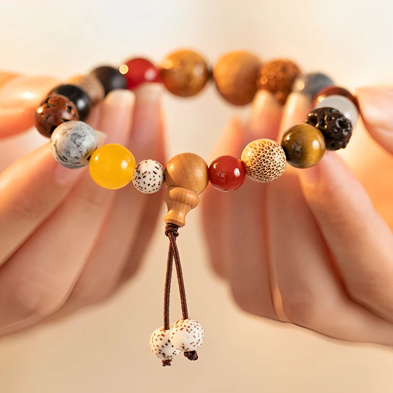 Buddhist Wood Beaded Prayer Bracelet Eighteen Seeds Bodhi Hand String for Men Women Handheld Rosary Buddhist Bead Bracelets