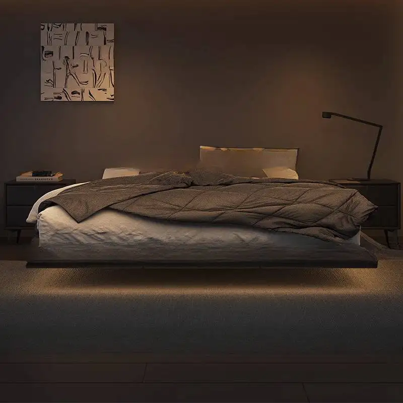 

Black Normal Double Bed Size Couples Elegant Frame Metal Double Bed Adults Modern Wooden Cama Matrimonial Furniture Home