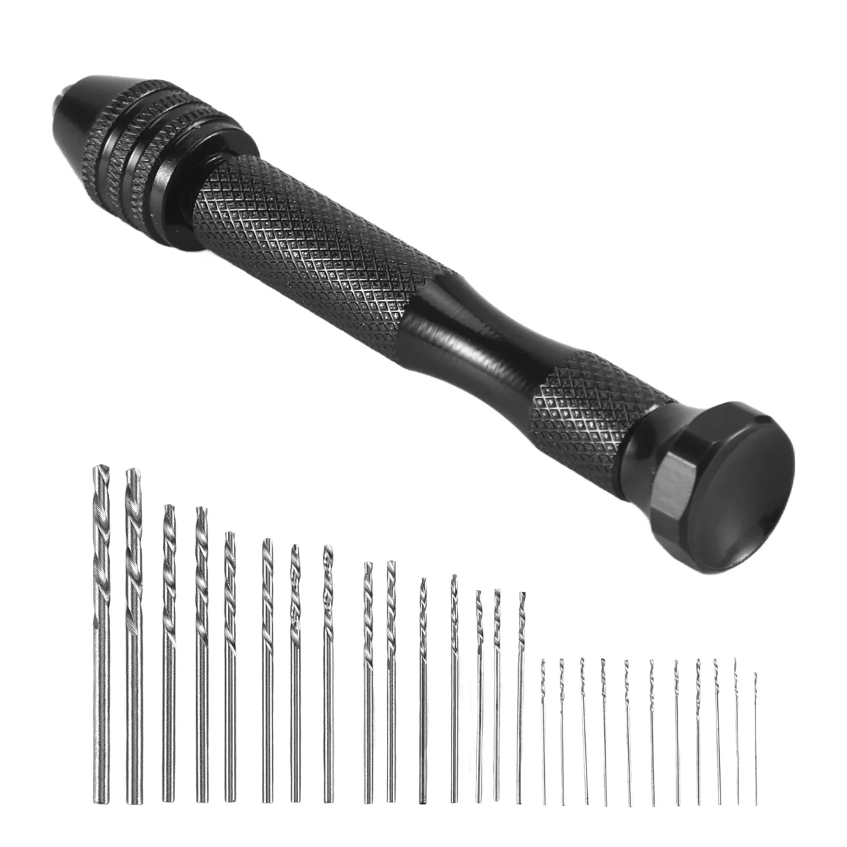 Set di punte a mano morsa di precisione con 25 pezzi Mini punte elicoidali per modello, fai da te, creazione di gioielli, utensile rotante multiuso