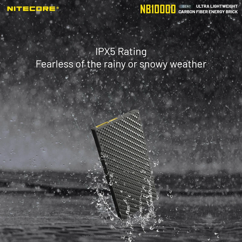 Ultra Lightweight Carbon Fiber Mobile Charger NITECORE NB10000 GEN2 10000mAh Power Bank with Two-way PD + QC 3.0 Output