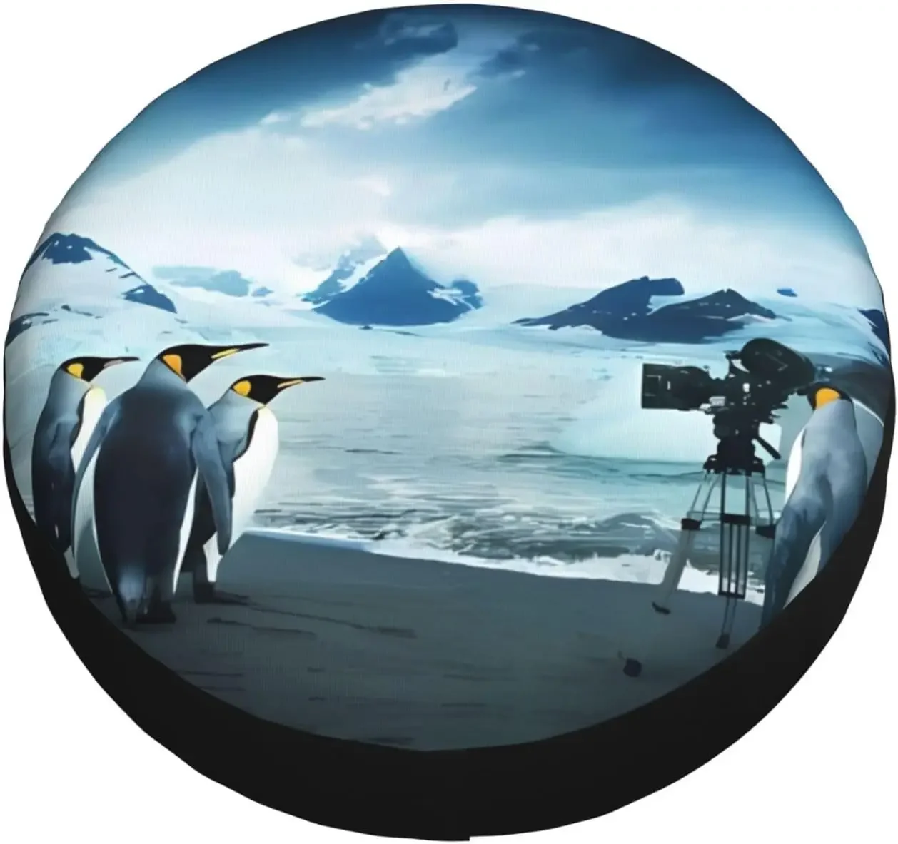 Cute Penguins Taking Pictures Spare Tire Cover Weatherproof Dust-Proof Tire Covers Fit for RV Truck SUV Motorhome Travel