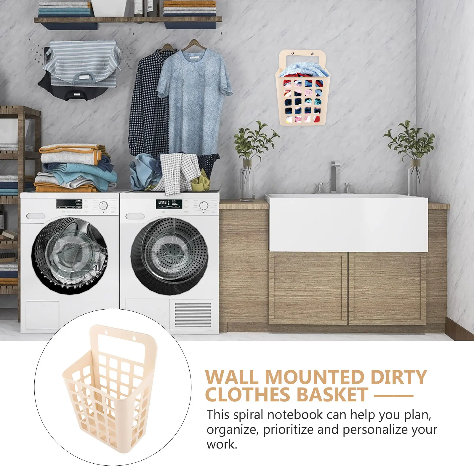 

Large Capacity Foldable Plastic Laundry Basket Sturdy Dirty Clothes Storage Organizer for Bathroom Bedroom Closet Household