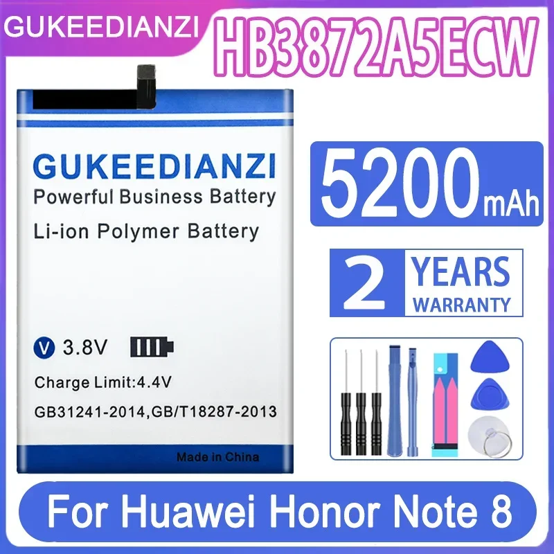 High Capacity GUKEEDIANZI Battery HB3872A5ECW 5200mAh For Huawei Honor Note 8 Note8 EDI-DL00 EDI-AL10