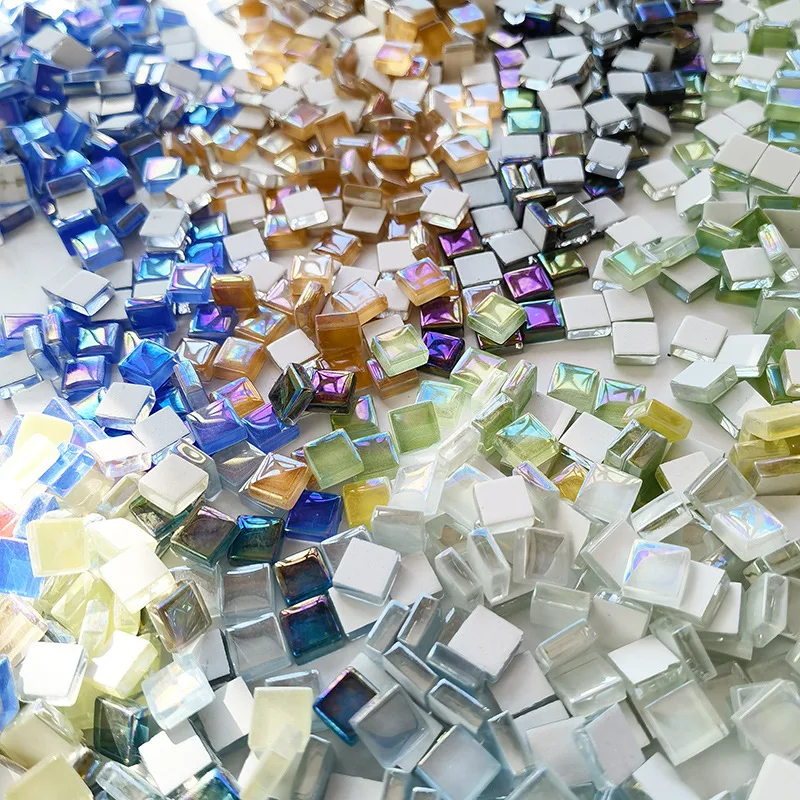 100 Grams AB Color Mosaic Tiles 1*1CM Cube Square Glass Crystal Craft Children Diy Creating Accessories