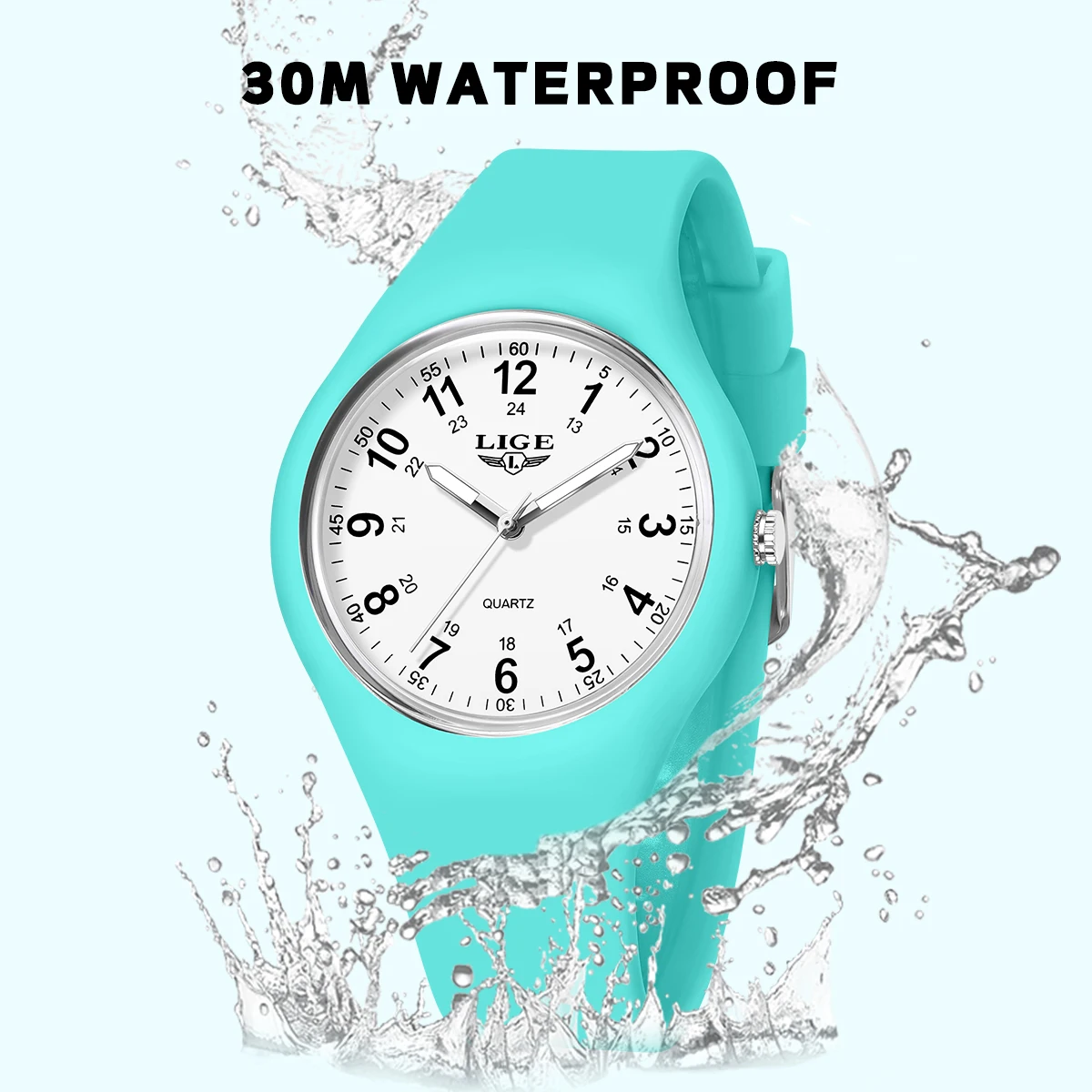 LIGE New 2025 Top Children's Watch Silicone Luminous Fashion Children's Quartz Boys Watch Girls Clock Casual Sports Watches+BOX