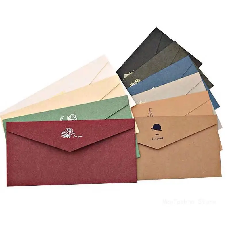 Vintage Gold Envelopes for Invitations Kraft Paper Gift Card Window Envelope Wedding Letter Set Mailer Stationery