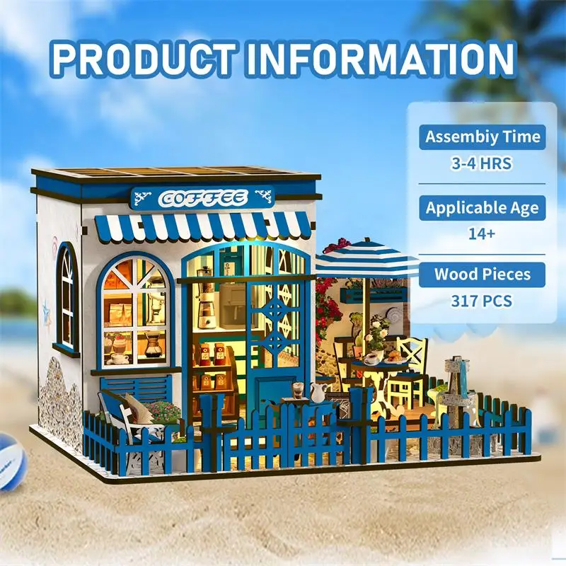 Handmade DIY Wooden Dollhouse Figurines Miniature Doll House Kits With LED Lights Home Desk Decoration For Friends Birthday Gift