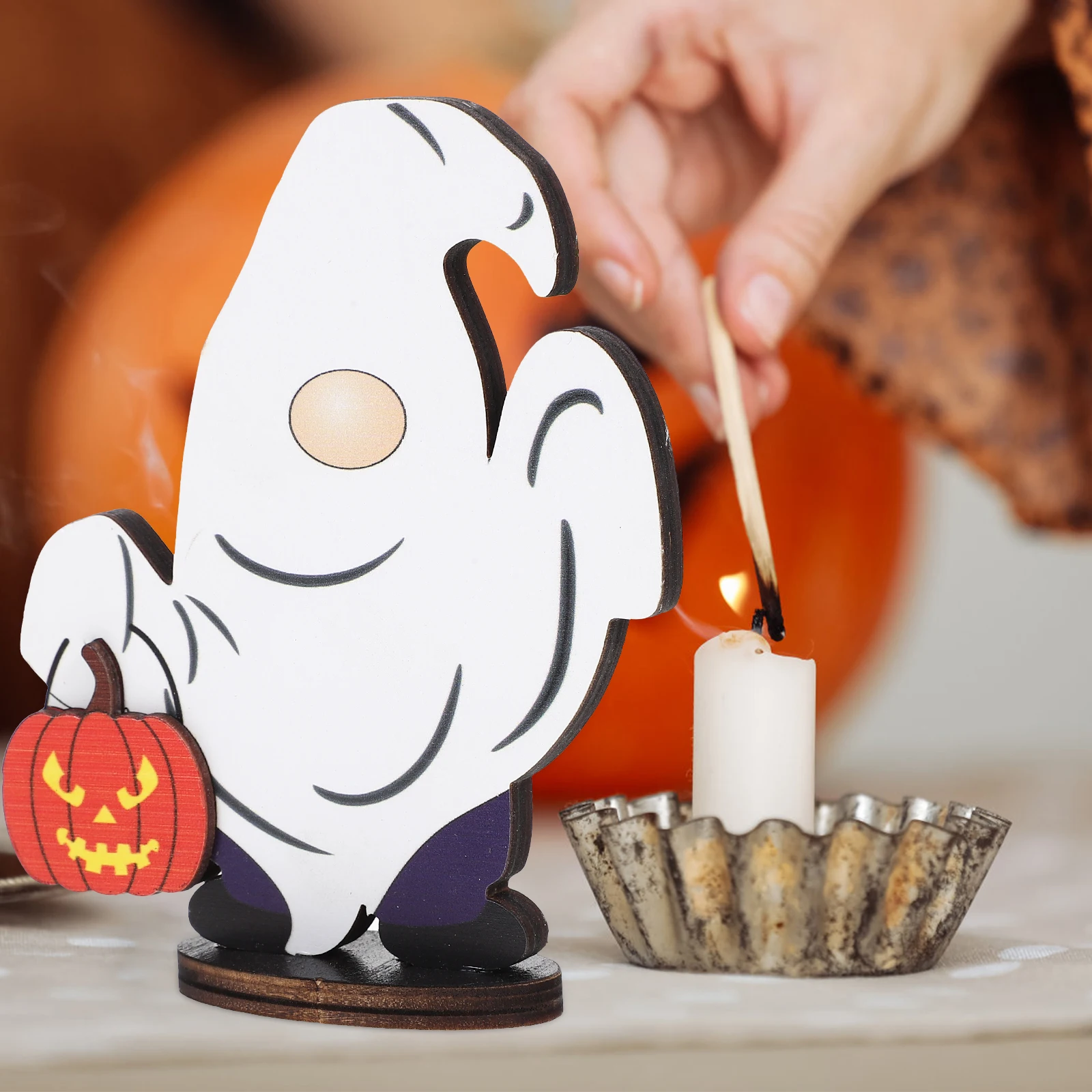 

Wooden Halloween Ghost Ornament Decor Table Centerpiece Party Supplies Festival Decoration Landscaping Adornments Indoor