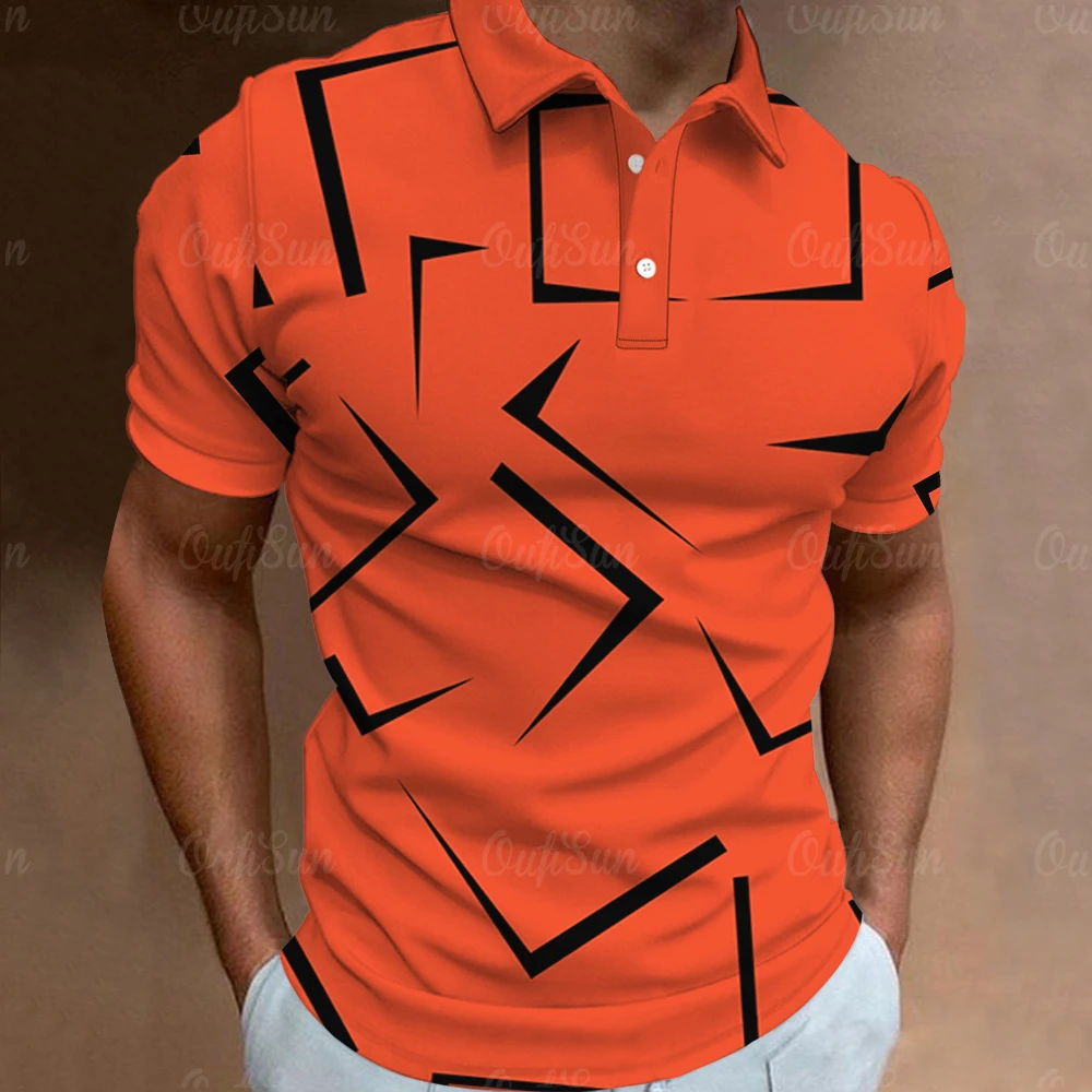 Camiseta listra 3D fina masculina, camisa polo de manga curta, camiseta padrão colorido, roupa casual masculina, blusa de moda, verão