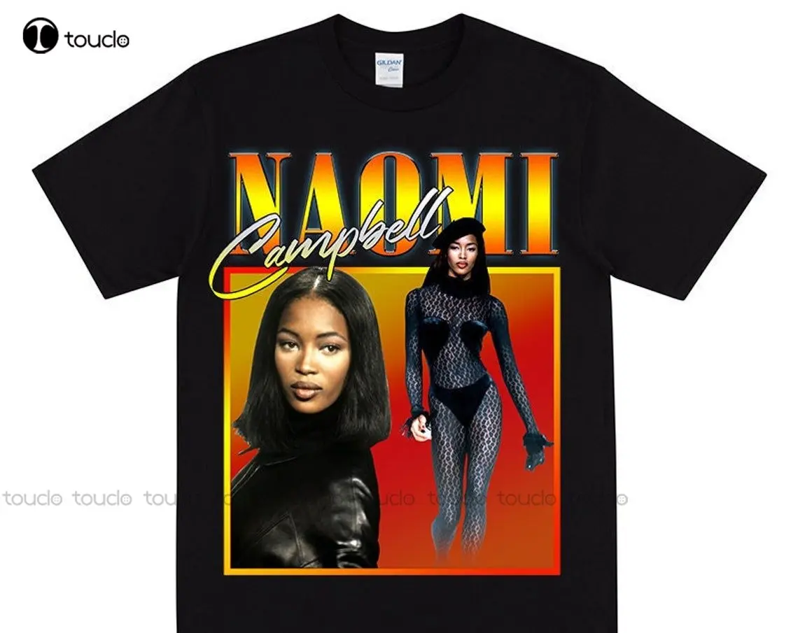 Naomi T-Shirt Black Supermodel Vintage 1990S Clothing Fashion Icon Runway Model Fashion Magazine Theme Iconic Fashionista