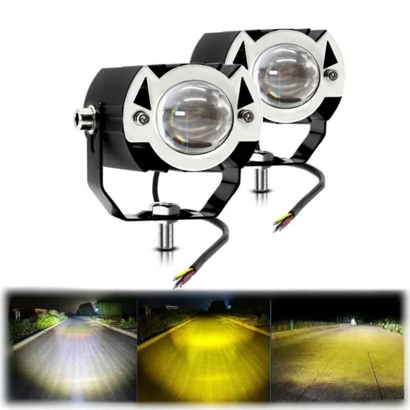 2Pcs/set 15W LED Motorcycle Headlight Dual Color Bulb 30W High Low Spotlight for Motorcycle Lighting - view 2