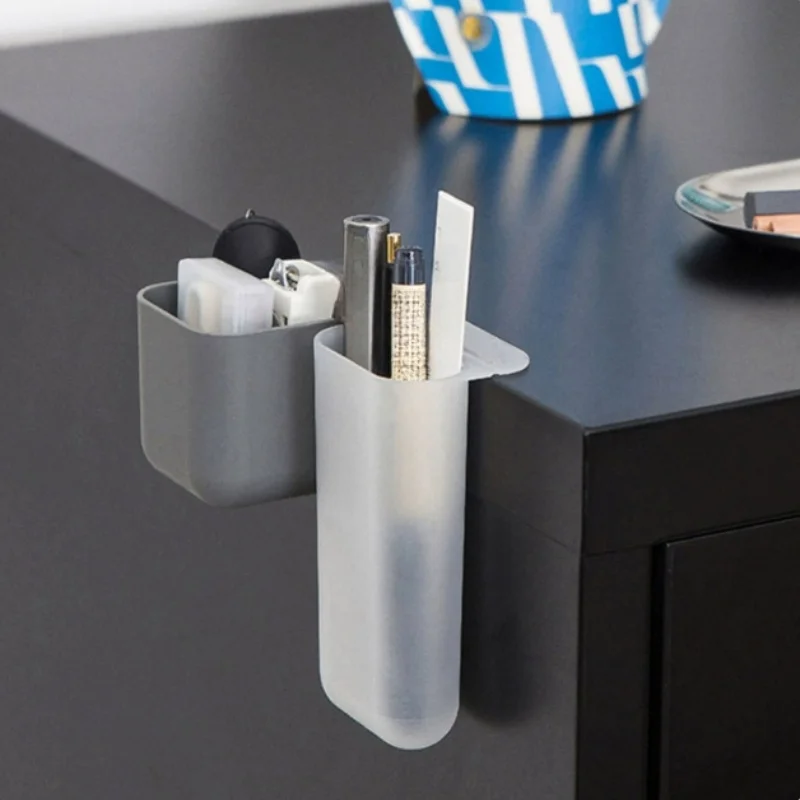 Multi Functional Desktop Display Pocket Pen Holder, Office Desk Stationery Pen Box, Adhesive Small Item Storage Tube image 6