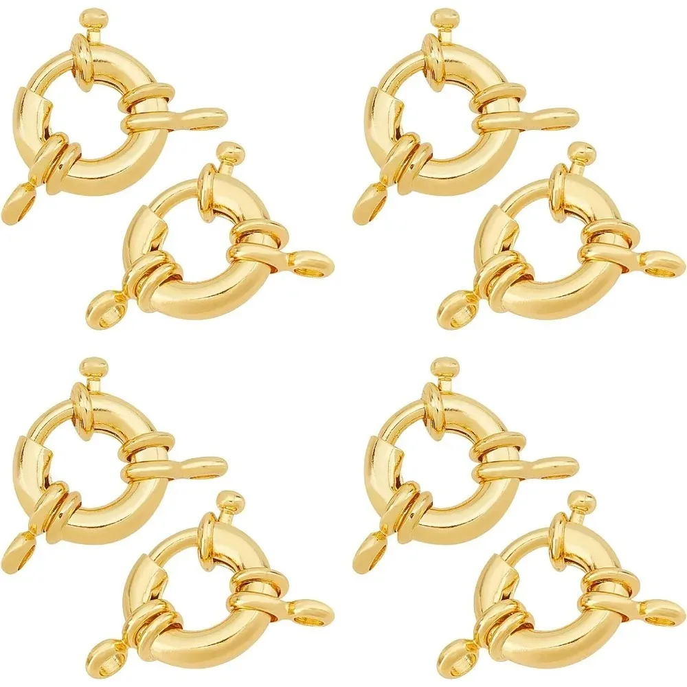 

15pcs 3mm Rack Plating Brass Spring Ring Clasps Round Clasps and Closures with Closed Jump Rings Springring Trigger