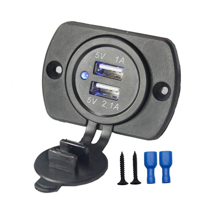 12V 24V Panel Mount Dual 3.1A Train Tram Marine Boat Car Bus Seat USB Charging Port Bus USB Charger