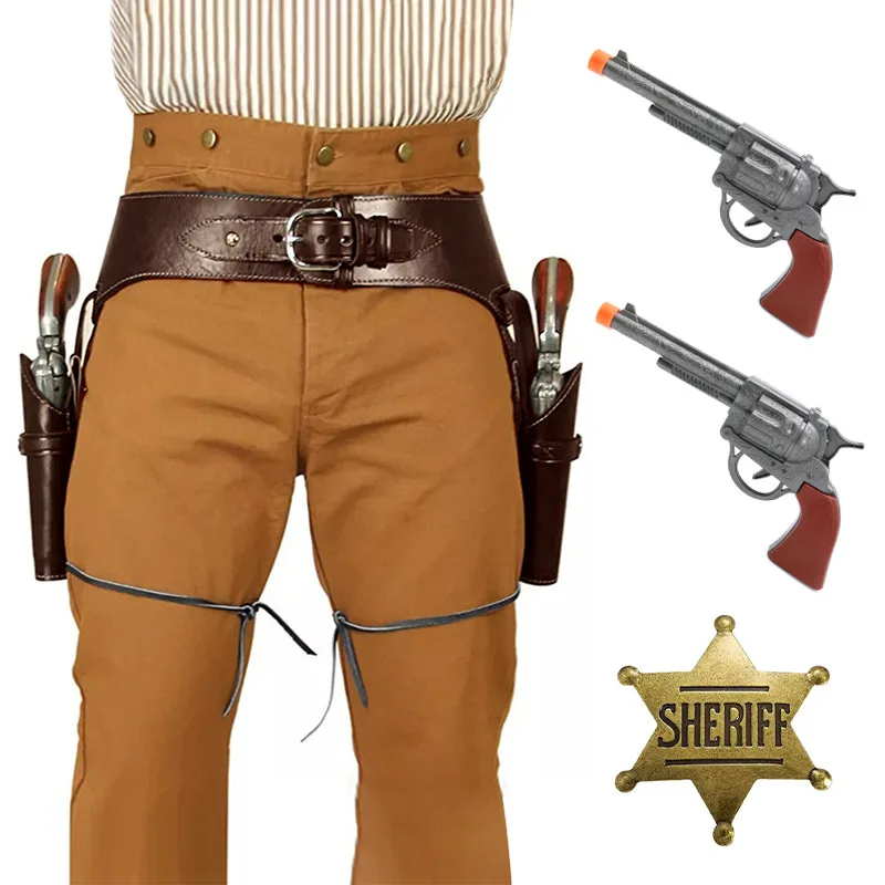Капитанский пояс Ренессанс Ковбойский двойной пояс Револьверная кобура Средневековый пират Цинтлок Корсарий Костюмы на Хэллоуин для мужчин