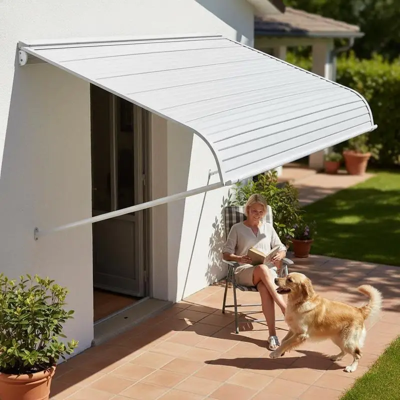 Window awning 152.4x106.6x51 cm, door canopy, lightweight & sturdy aluminum awnings for outdoor use, protection from rain, snow & sunlight for doors, entrances, windows, patios, verandas view 5