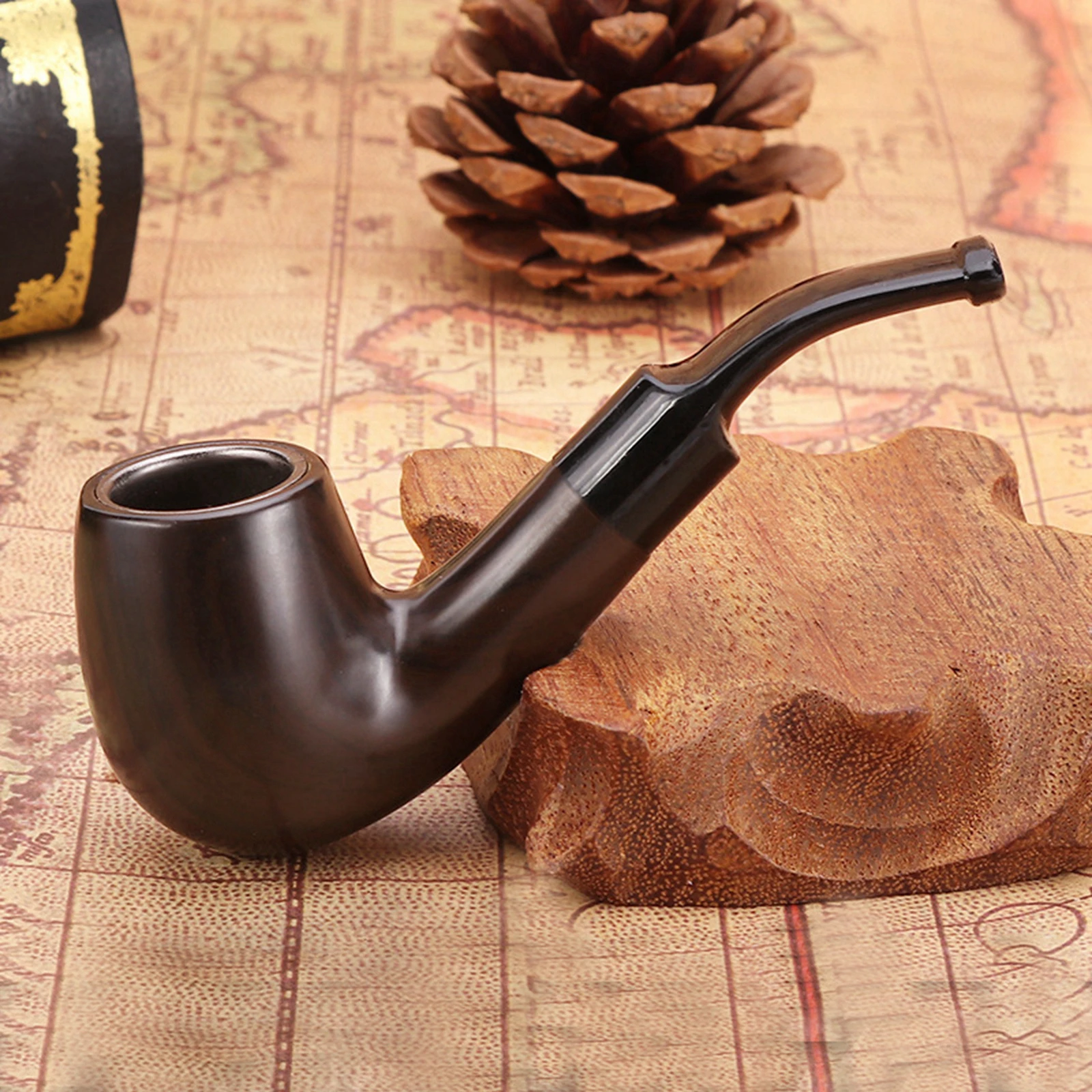 1pc Resin Wooden Mini Tobacco Pipe, Portable Vintage Style Short Stem Smoking Pipe for Men