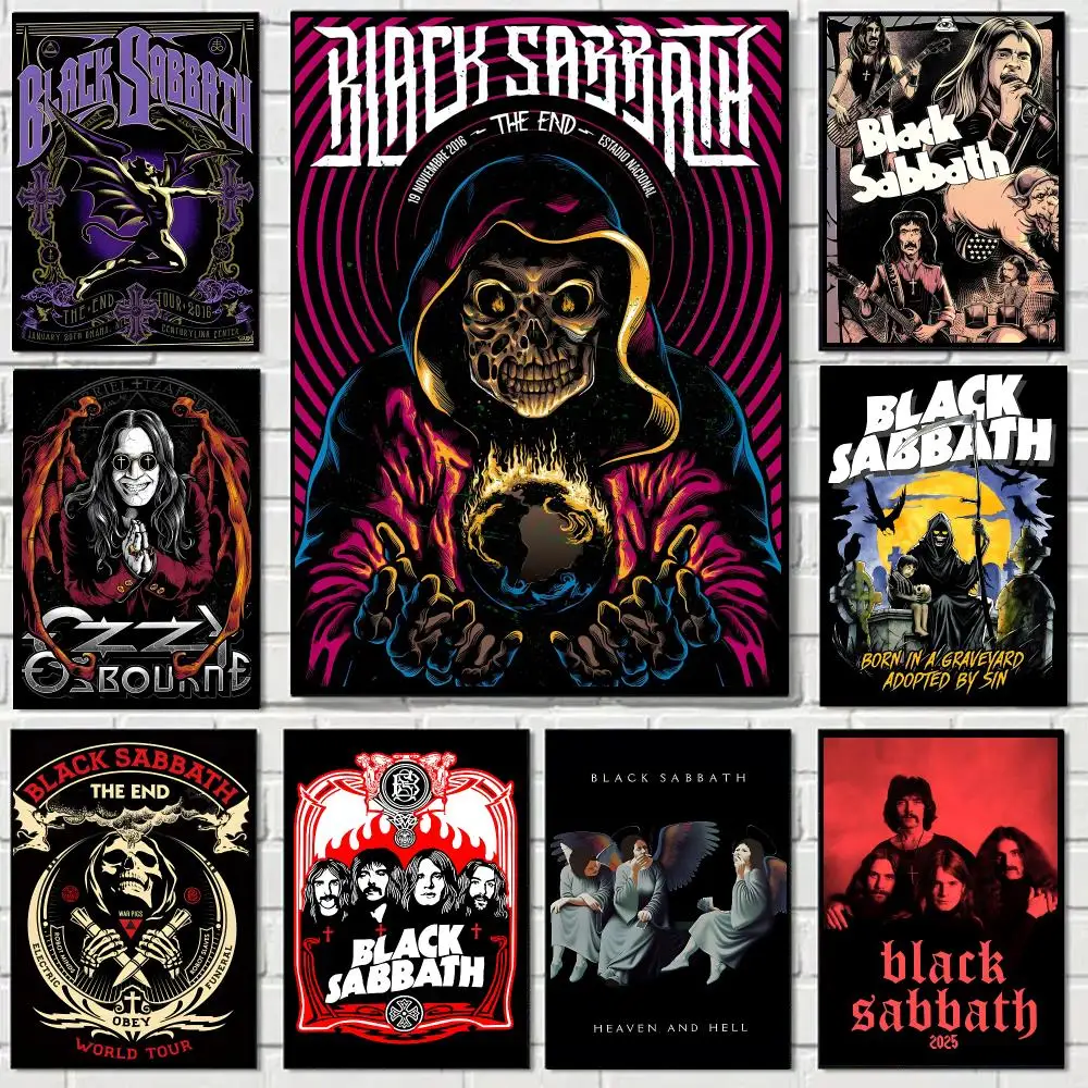 Black Sabbath Band Poster Self-adhesive Decal Living Room Bedroom Party Bar Decor Moisture-proof Fade-resistant