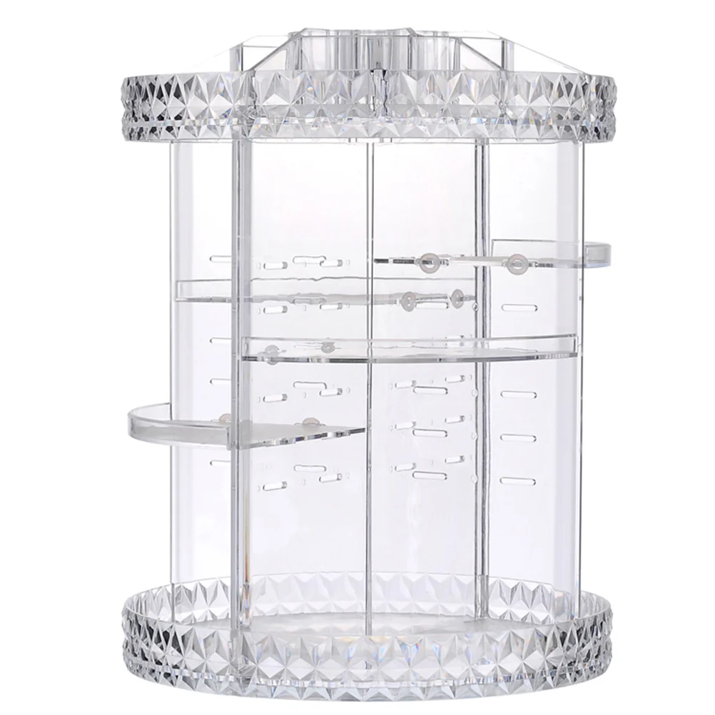 

Acrylic Storage Box Large Diamond Pattern Silent Rotating Stand Desktop Makeup Organizer Makeup Display Rack