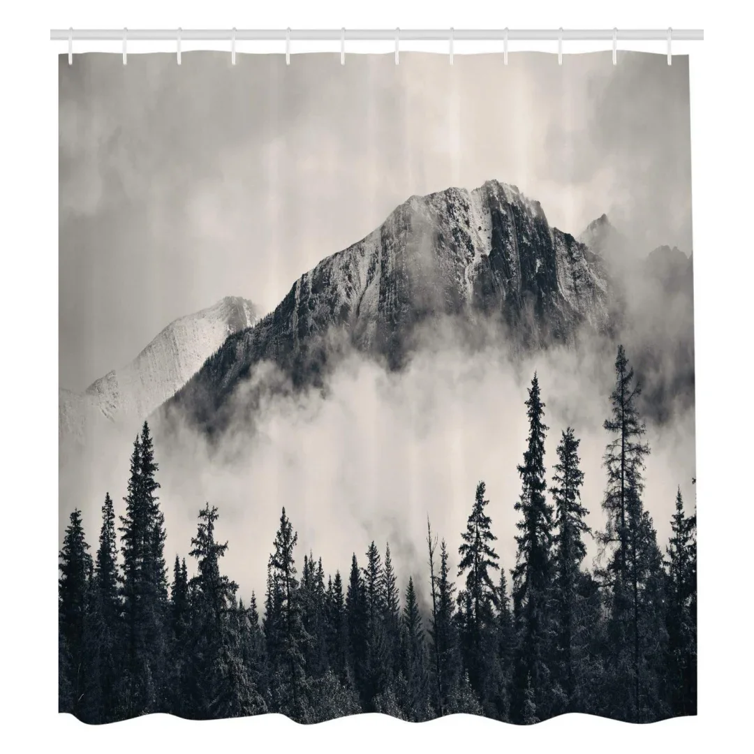 National Parks Home Decor Shower Curtain Canadian Smokey Mountain Bathroom Decor Set