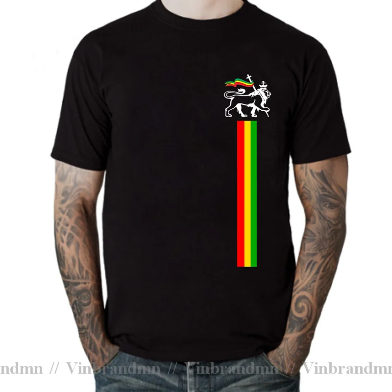 Fashion Lion Of Judah T shirt men Fantastic Bob Marley Reggae Music Rastafari Rasta T shirt Ethiopia Zion Lion King Tee Clothing