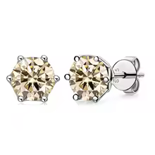 Luxury Diamond Stud Earrings 1CT VVS Moissanite Fine S925 - Light Yellow