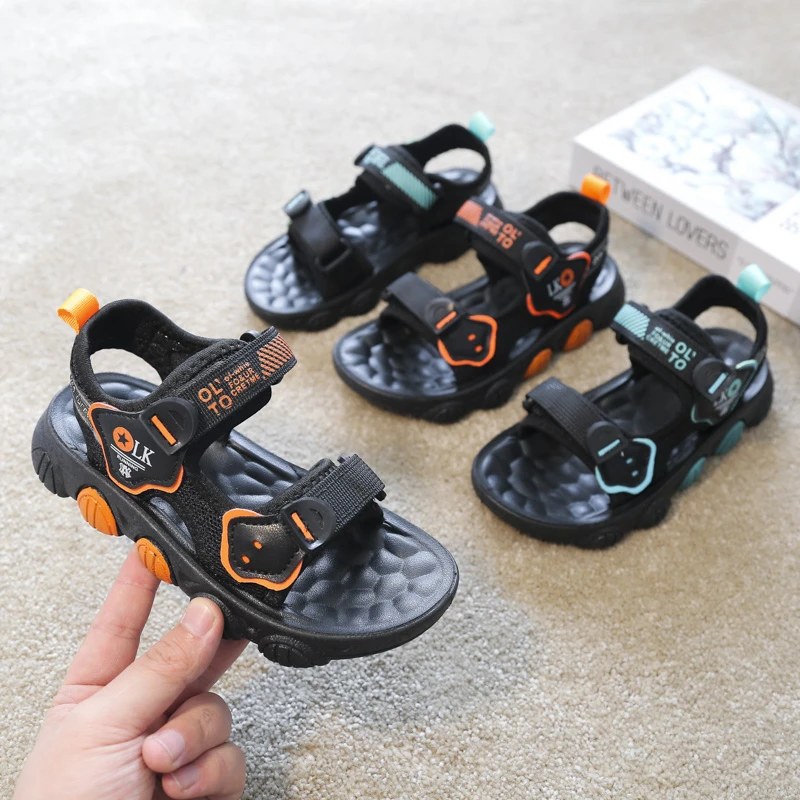 

Сандалии для мальчиков 3-18 лет, синие, с открытым носком, повседневные пляжные туфли для мальчиков и девочек, универсальные нескользящие детские сандалии, кроссовки для малышей