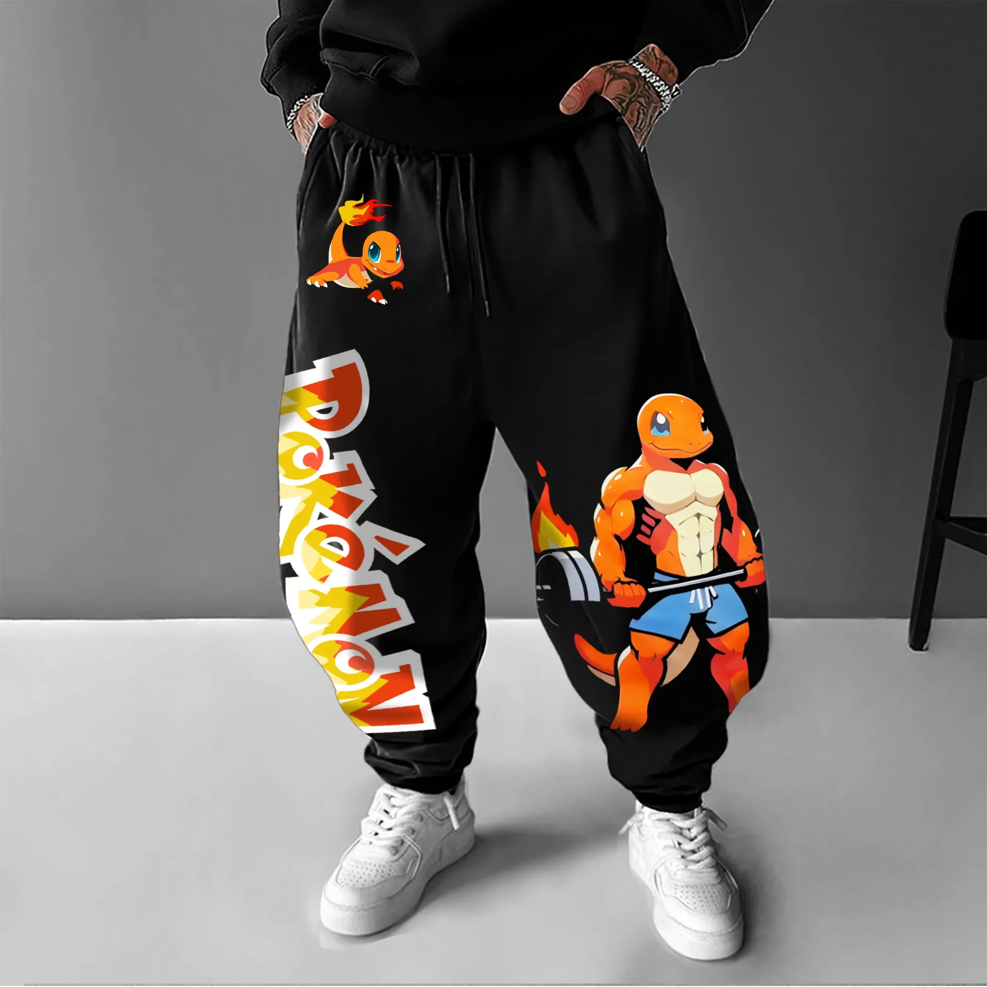 

Pokémon Anime Co Branded Sweetpants 2025 Autumn/winter Men's New Charmander Printed Japanese Harajuku Loose Casual Sports Pants