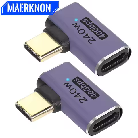 USB4.0 C 90 Degree Angle Adapter 240W 40Gbps Type C 4.0 Male to Female with LED Indicator for Steam Deck Tablet Smartphone