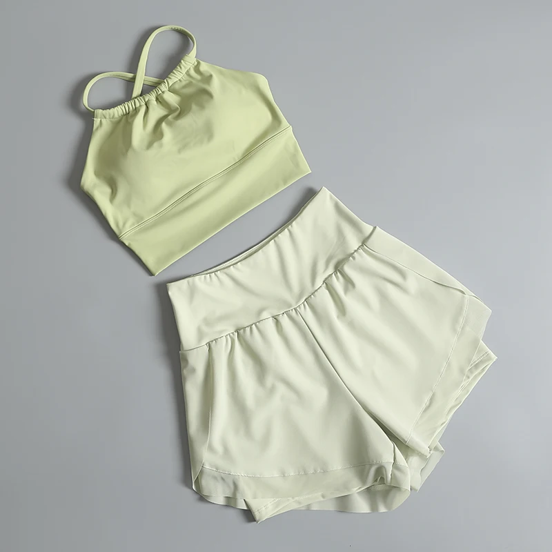 

Fitness suit for women in spring and summer shock-proof beauty back bra two-piece set running exercise quick-drying vest