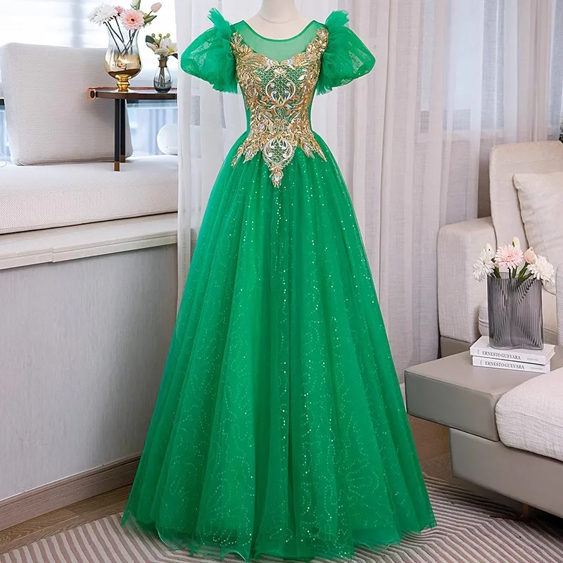 Vestido De baile personalizado, vestidos De quinceañera con apliques, mangas abullonadas, vestidos De fiesta De graduación y cumpleaños, Vestido Formal De Noche