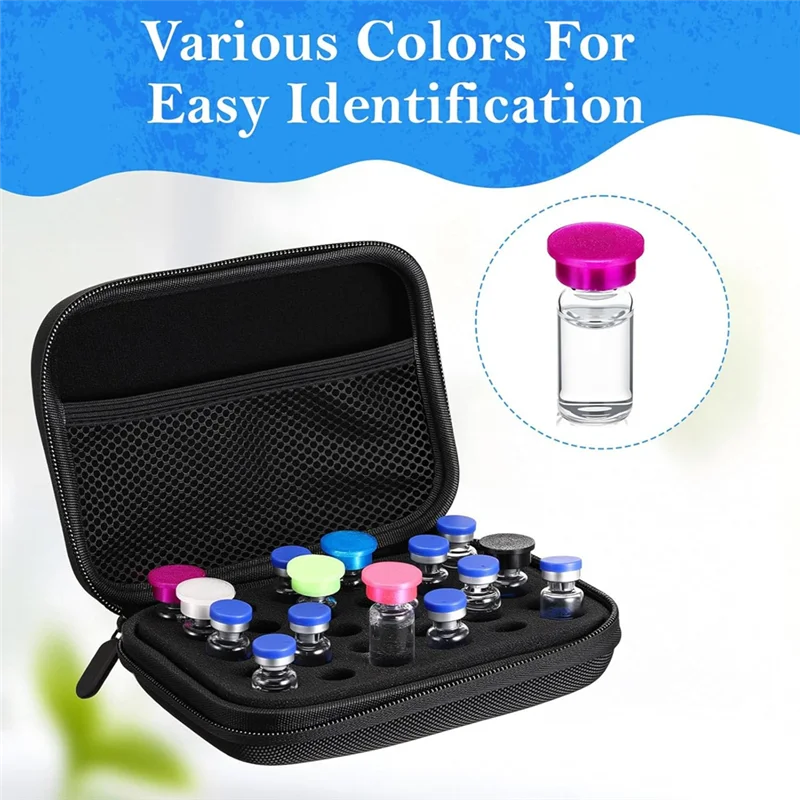 محول JSES-Vial مكون من 12 قطعة لأغطية واقية زجاجية سعة 3 مل، أغطية قابلة لإعادة الاستخدام لغطاء تخزين قوارير الحقن 3 مل #2