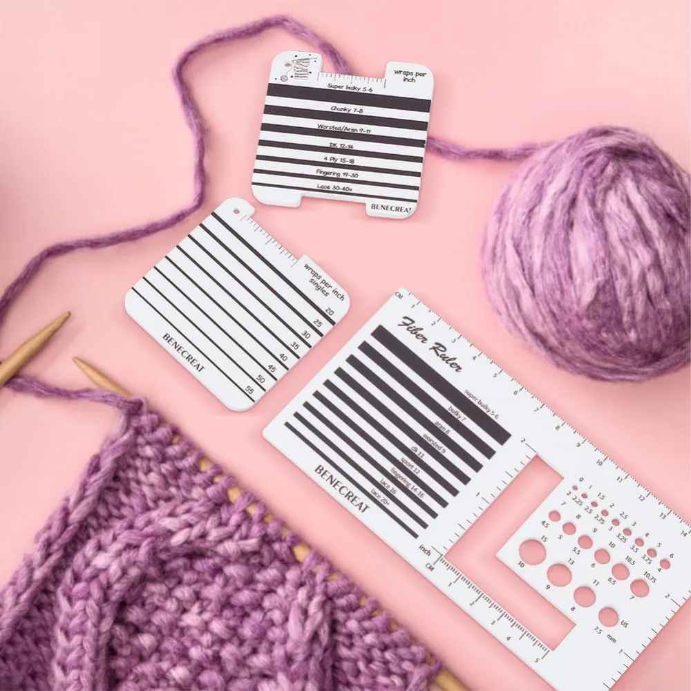 3 สไตล์อะคริลิคถักเข็มและไม้บรรทัดอะคริลิค SPINNING Control Card ถักเครื่องมือสําหรับ Spinners เส้นด้ายวัด