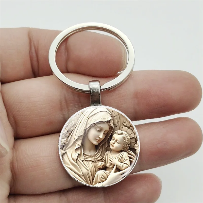 1pc Retro Virgin Mary Alloy Keychain - Unique Design of Religious Time Gem Suitable for Car Keys and Backpack Pendant Gifts