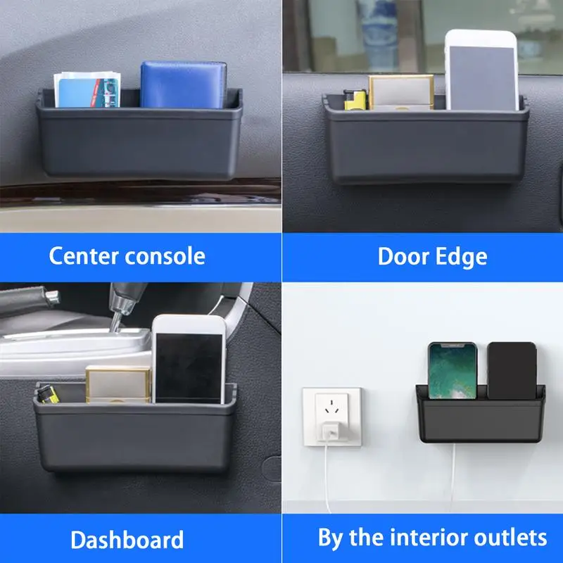 Car Storage Box For Mobile Phone Auto Phone Organizer Box Adhesive Door Side Coin Box Car Console Storage Box Trucks Use