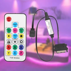 5V RF Wireless Remote Control Battery Powered 2.4G RGB LED Strip Remote Controller 17 Keys 3 Pin To SATA 4Pin for Computer Case