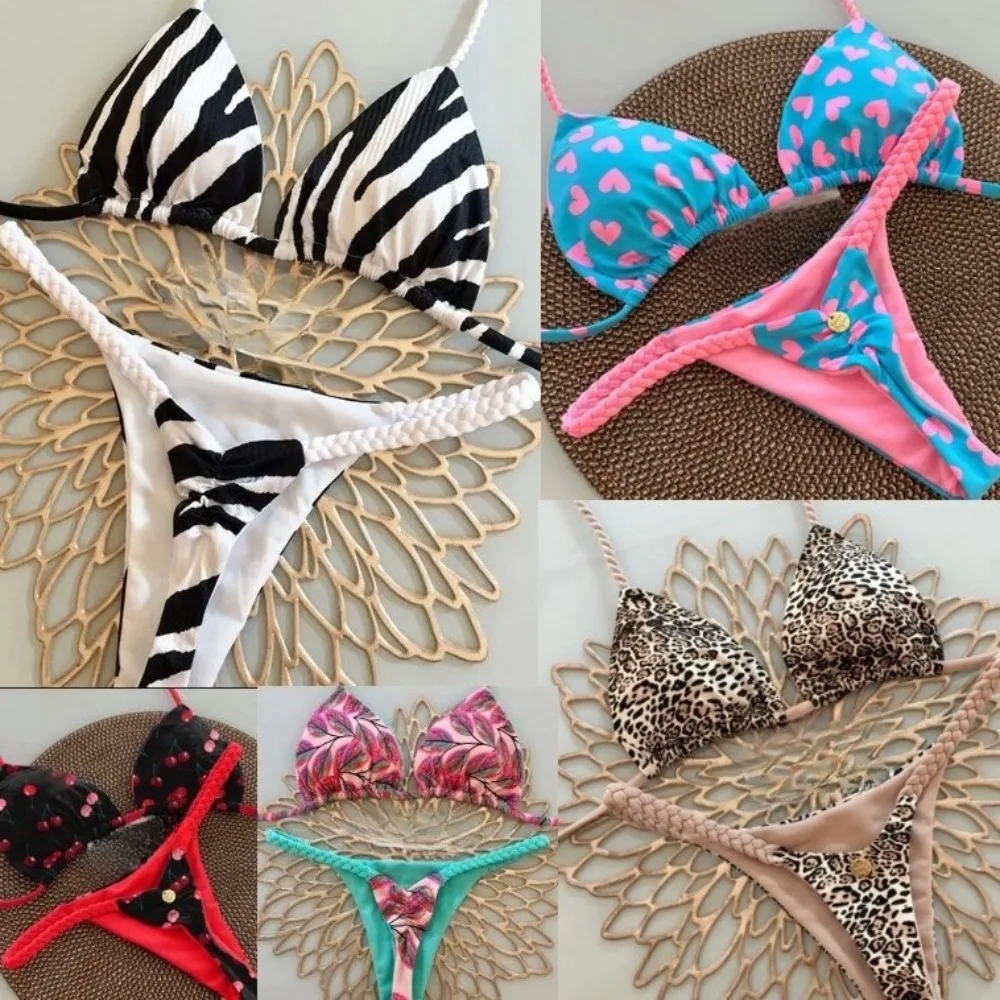 

Новый европейский и американский женский купальник с высокой талией и контрастной веревкой