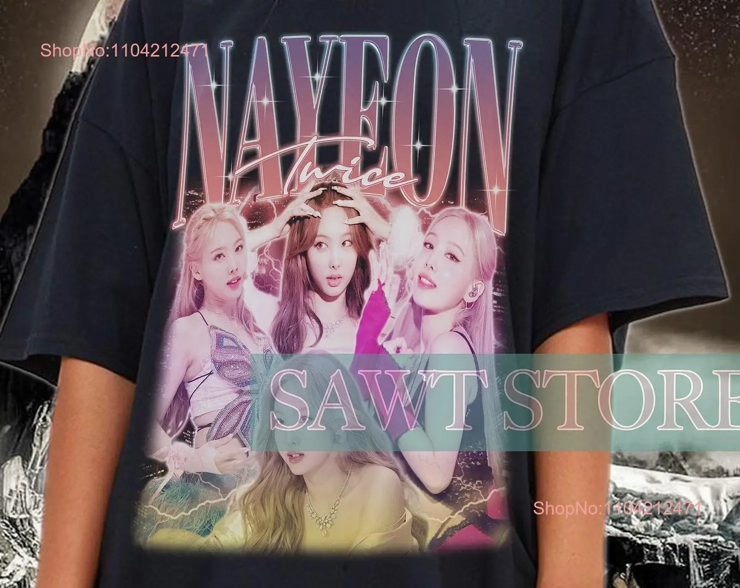 NAYEON TWICE Retro T Shirt Fan Merch Vintage Korean Girl Singer Tour Poster long or short sleeves