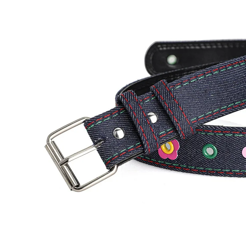 Neuer europäischer und amerikanischer Punk-Freizeitgürtel für Damen, modische Blumendekoration, Stoffmuster-Gürtel, Damen-Jeansgürtel – Detail 9