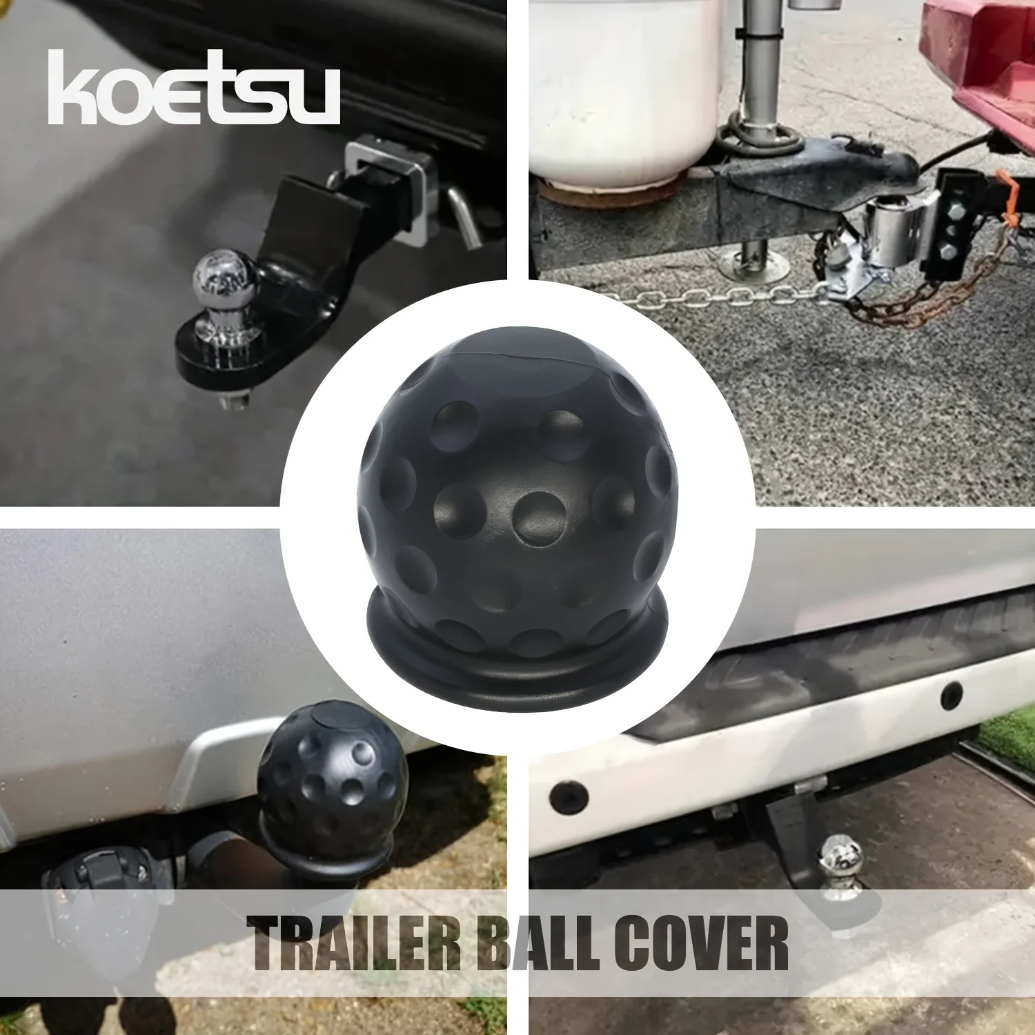 

Крышка шара прицепа KOETSU, для прицепа автомобиля, грузовика, резиновая защита шара для буксировочного сцепного устройства из материала TPR, черная, 1 шт.