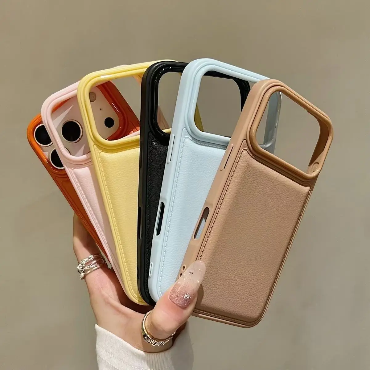 Capa protetora macia com textura de pele acolchoada para iPhone 17 16 15 14 13 12 11 Pro Max 1D009