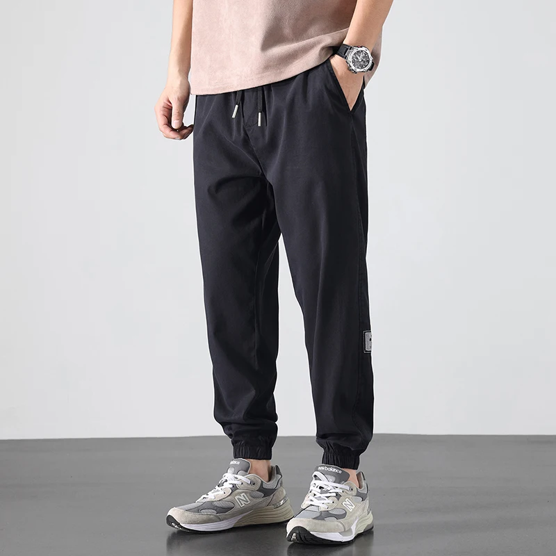 

New Spring Summer Autumn Men's Casual Cargo Pants Outdoor Solid Drawstring Waist Trouser Harem Denim Pant Streetwear Slim Jogger