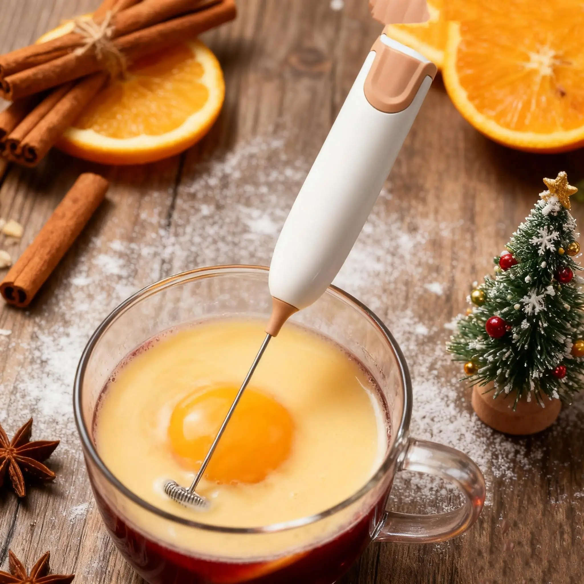 Mini Batidora Eléctrica para Leche: Estilo Café con Leche, Mezcla Crema de Café/Batida Huevos/Prepara Espuma, Práctica Herramienta de Cocina