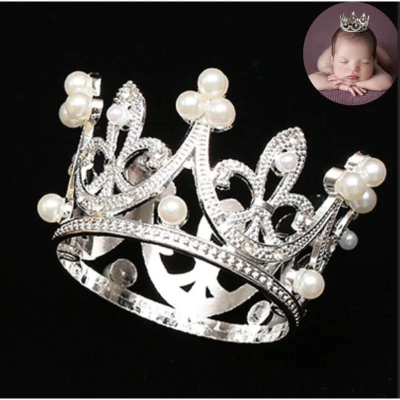 

Infant Toddler Photography Tiara Delicate Silver Crystal Crown Headband for Newborn Baby Photo Shoots Princess Party Props