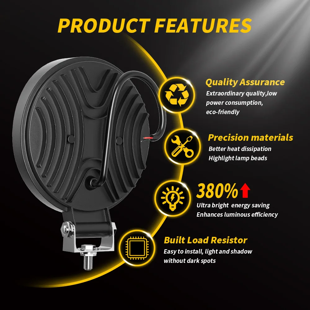 4 قطعة 4 بوصة عمود إضاءة LED الطرق الوعرة 4X4 الأضواء 12 فولت 24 فولت العمل ضوء بار ل جيب شاحنة سيارة جرار SUV ATV Barra LED المصابيح الأمامية #4