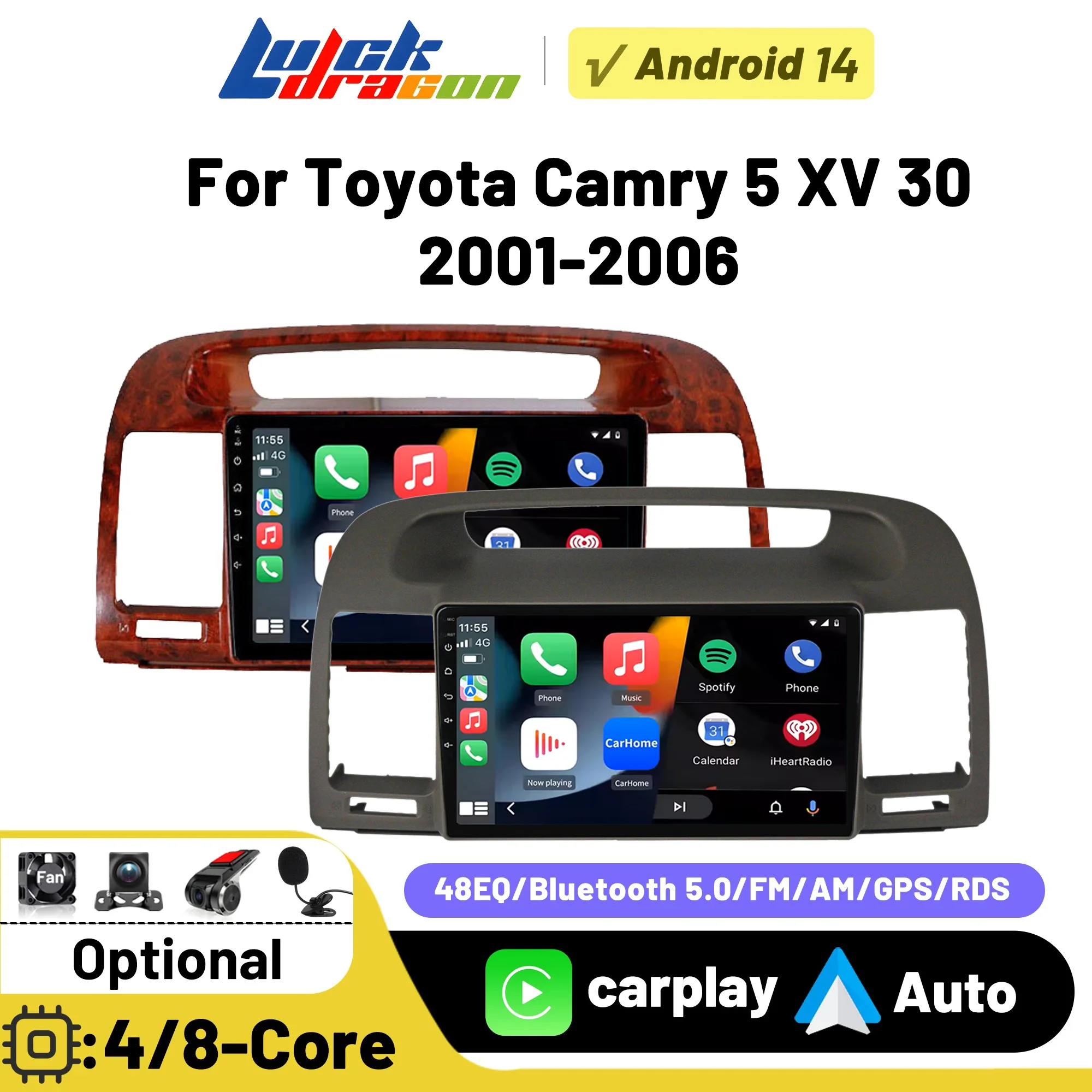 

2 Din Car Radio Bluetooth Touch Screen DSP FM Carplay Android Auto Multimedia Stereo Player for Toyota Camry 5 XV 30 2001-2006