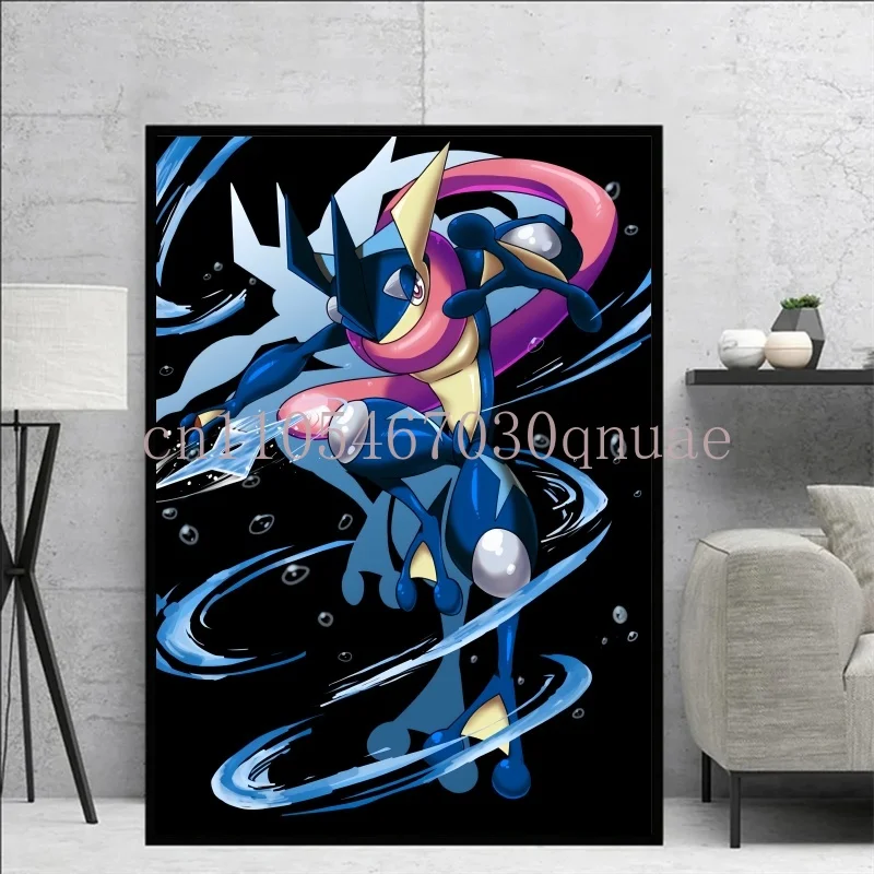Poster Anime Pokemon Peripherals Greninja Gambar Kawaii Seni Cat Air Lukisan Kanvas untuk Hadiah Dekorasi Dinding Kamar Tidur Anak-anak
